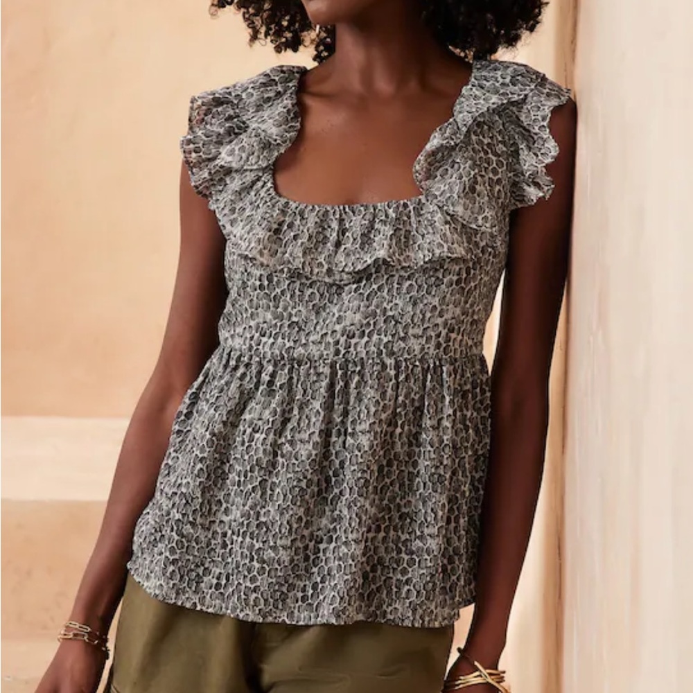NWT Banana Republic Factory Flutter Sleeve Tie-Back Chiffon Tank Size L